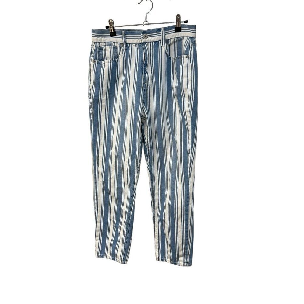 American Eagle Jeans Size 8 Short AE Womens Highrise Striped 80s Mom Jeans